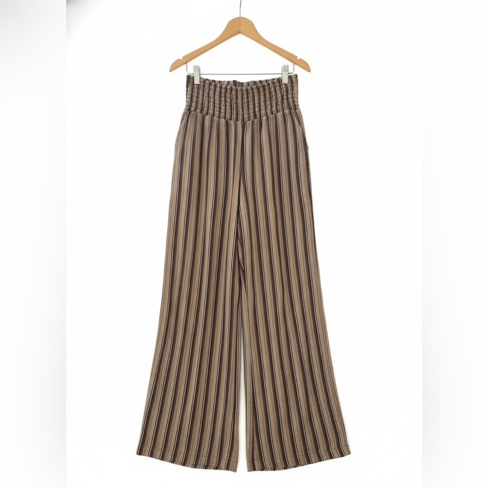 NWOT BILLA-BONG Striped Brown Wide-Leg Gauzy Pants Small